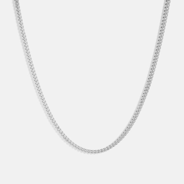 Double Curb Chain Necklace Silver