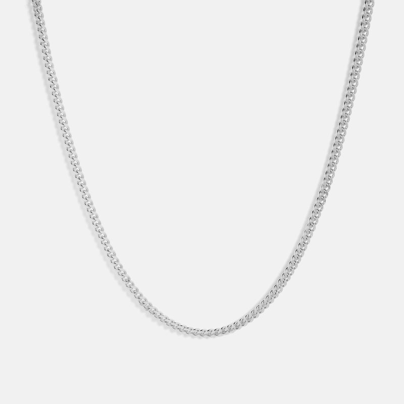 Double Curb Chain Necklace Silver