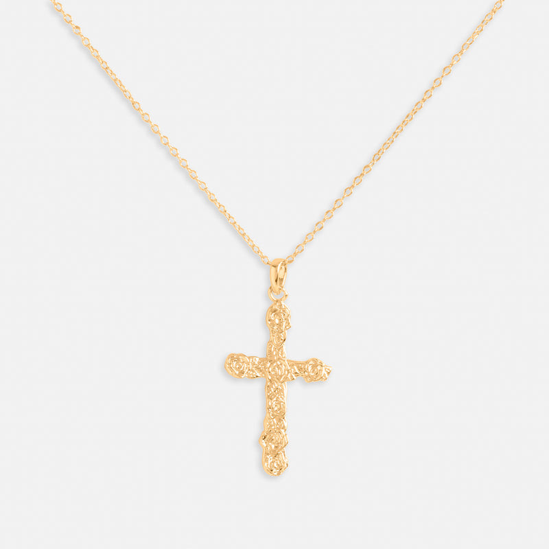 Rose Cross Pendant Necklace